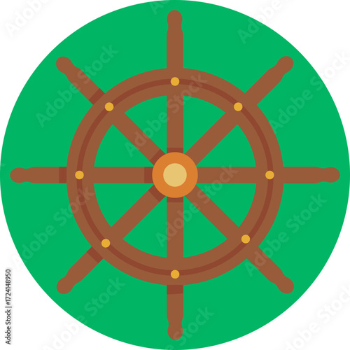 Nautical helm representing navigation and maritime control.