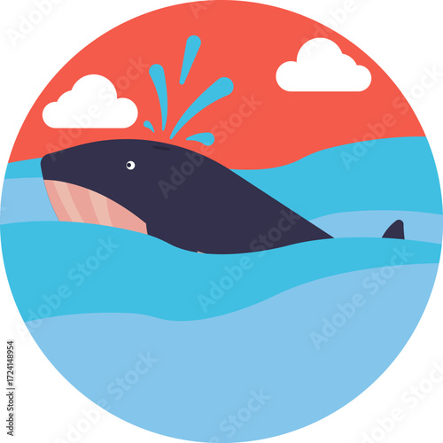 Silhouette of a whale gliding through water.