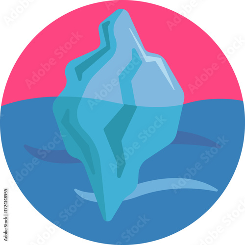 Floating ice formation drifting in the ocean, typically with most of its mass below the surface.