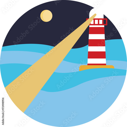 A tall coastal tower guiding ships safely with a bright light.