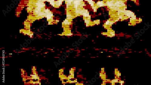 Funny blots monsters. Crazy 2D animation of dancing hares. Demon rabbits from the darkness. Scary animated frames in 4K resolution. Creepy cartoon for Halloween. Looped VJ video clip.