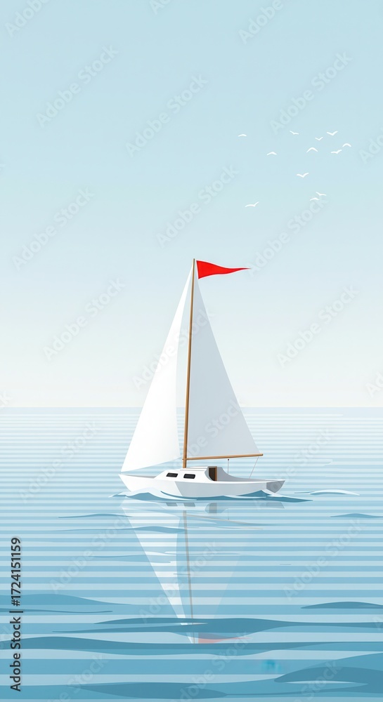 Naklejka premium Sailboat sailing on the water