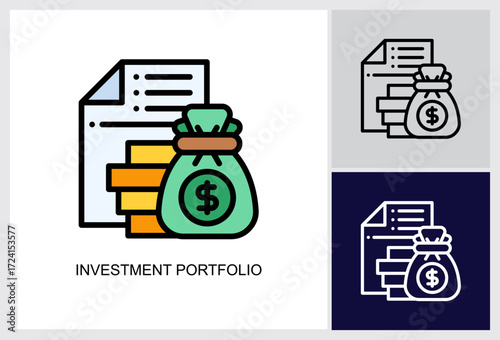 Investment Portfolio icon Multi Style Vector Illustration 