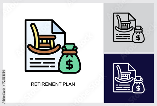 Retirement Plan icon Multi Style Vector Illustration 