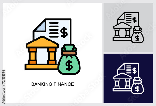 Banking Finance icon Multi Style Vector Illustration 