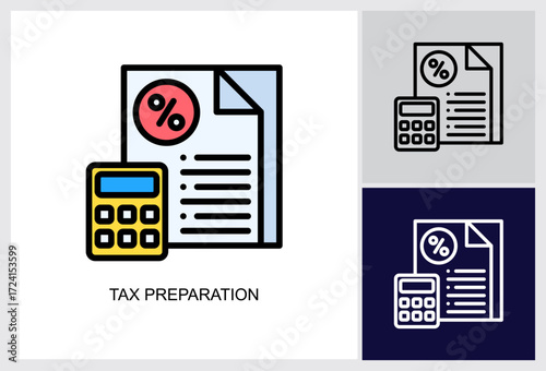 Tax Preparation icon Multi Style Vector Illustration 
