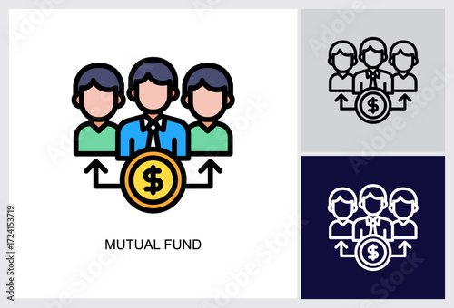 Mutual Fund icon Multi Style Vector Illustration 
