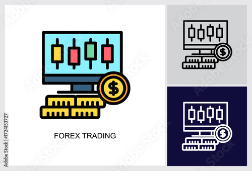 Forex Trading icon Multi Style Vector Illustration 