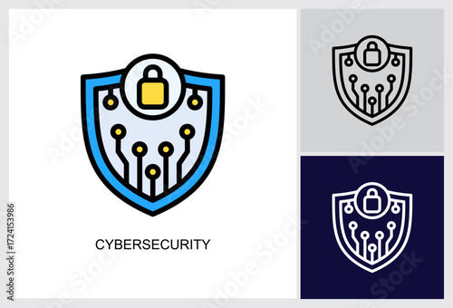 Cybersecurity icon Multi Style Vector Illustration 