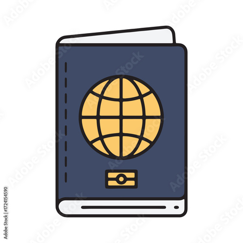 Passport Icon with Globe Design Travel and International Identity