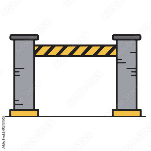 Simple illustration of a barrier with yellow stripes, for traffic and access control