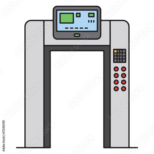 Isolated vector illustration of a security checkpoint archway, a walk-through metal detector for safety screening and access control