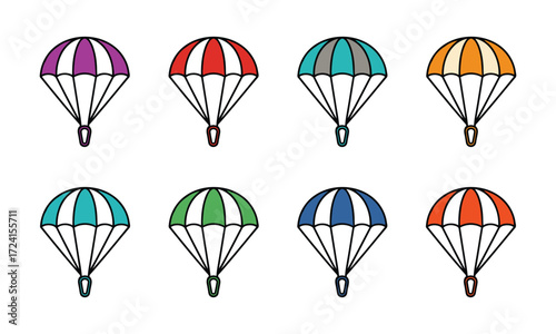 Colorful Parachutes floating in the sky a whimsical and vibrant illustration of adventure and fun