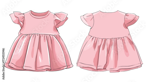 Stylish Pink Baby Girl Dress for Kids Fashion Photography