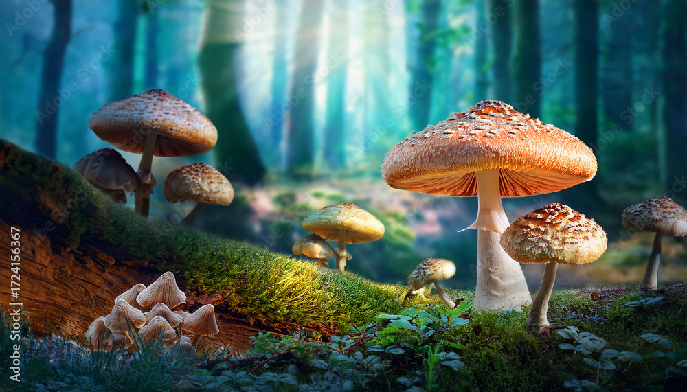 Fototapeta premium Fungal Fantasy A Journey To Wonderland