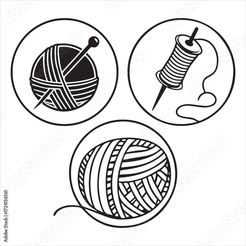 Yarn icons set 