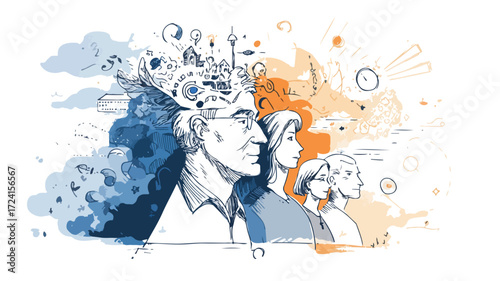 Alzheimer Awareness Concept Design for Website Landing Page with Tiny Doodle Illustration