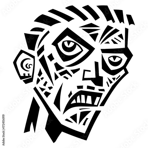 Zombie Face Abstract Illustration