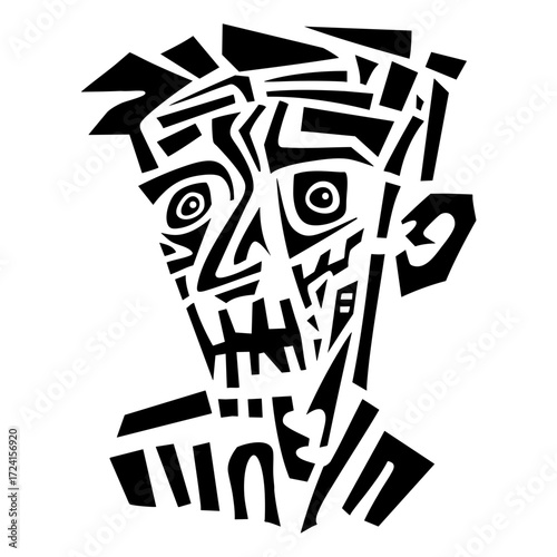 Zombie Face Abstract Illustration