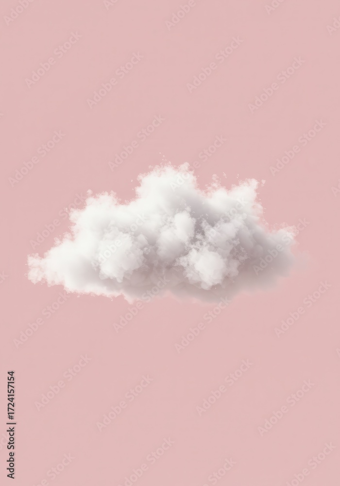 Fototapeta premium White cloud isolated on pink background