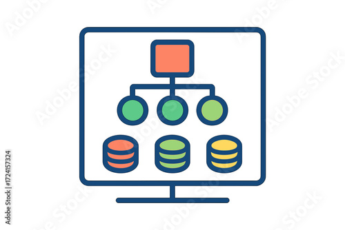 Data flow diagram illustrating systems with colored nodes and databases resource distribution board