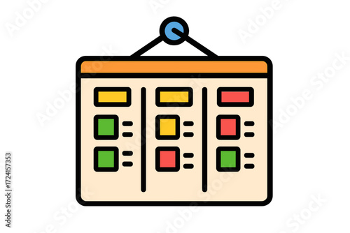 Calendar with color-coded sections for task management planning board tracker