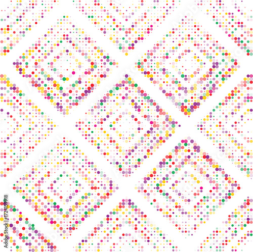 Colorful dotted diamond seamless pattern background for textile fashion design wallpapers wrapping paper and digital templates use