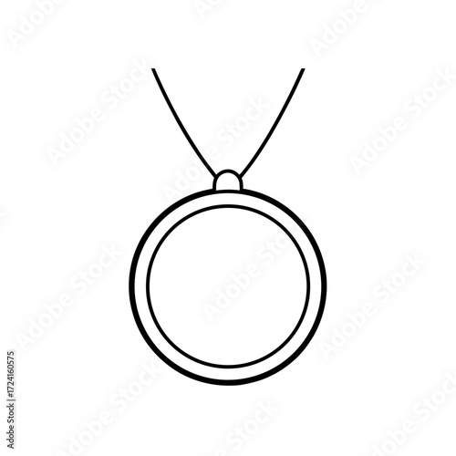 Outline of a round medallion on transparent background