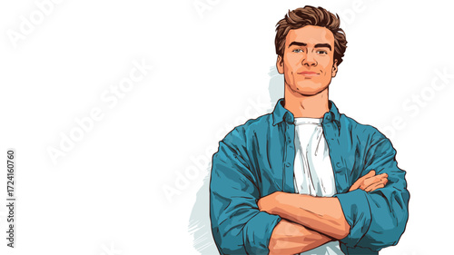 Confident Young Male Student Standing Bravely - Professional Stock Photo