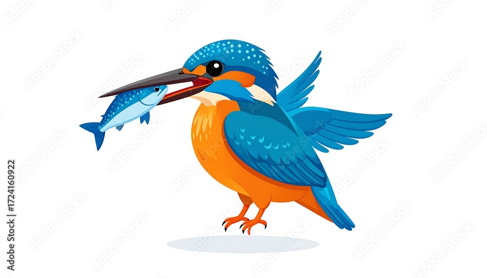 Obraz premium Colorful bird with fish