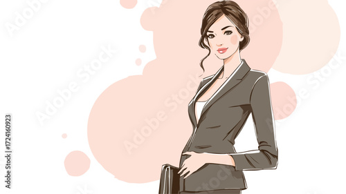 Confident Pregnant Businesswoman Portrait Vector EPS for Ad Photoshoot