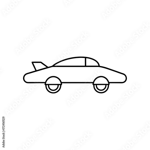 Outline drawing of race car on transparent background