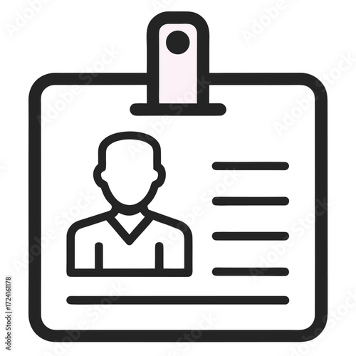 Simple icon of a person s identification badge with photo and text lines