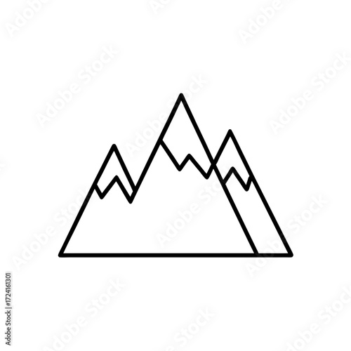 Outline drawing of mountains on transparent background