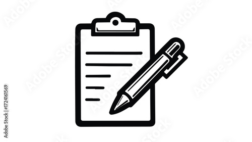 Professional Handwriting with Pen on Clipboard Outline Design