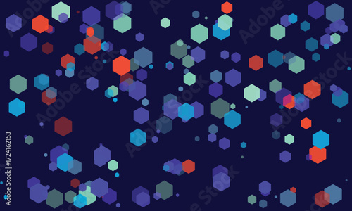 Abstract Hexagonal Pattern with Vibrant Colors on Dark Background Design Element for Creative Projects and Modern Graphic Artwork