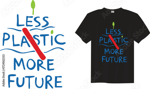 ESS PLASTIC MORE FUTURE – Eco-friendly slogan design against plastic pollution. Inspires sustainability, ocean protection, and conscious living to secure a cleaner, greener planet.