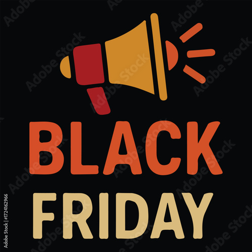 Black Friday Announcement with Megaphone Illustration