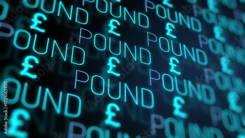 Glowing neon pound sign Icon animation. financial symbol, digital currency, wealth icon. Neon glowing animation. Business and finance conceptual neon light