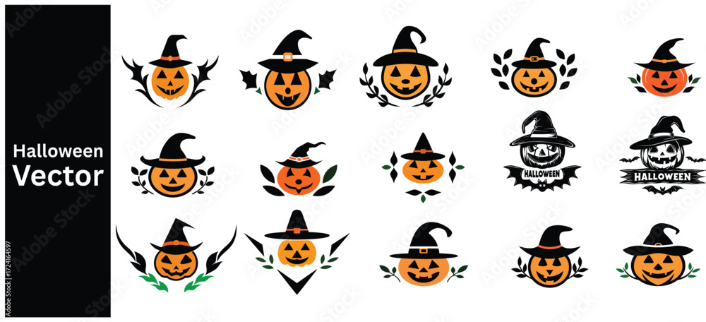 Obraz premium Collection of Happy Halloween Icons 