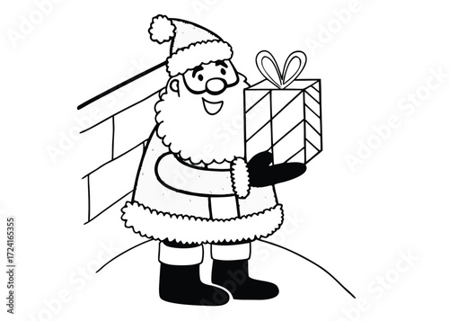 Santa Claus with Gift: Christmas Clipart for Festive Projects