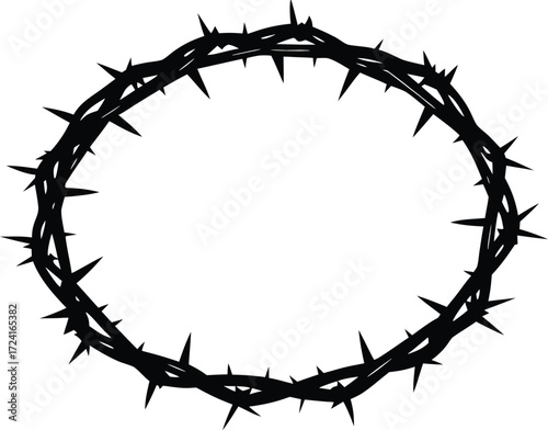 crown of thorns passion icon vector, easter cross symbol illustration
