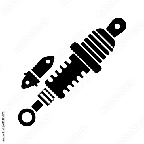 Vector art of black shock absorber icon car suspension detail sign vehicle part symbol
