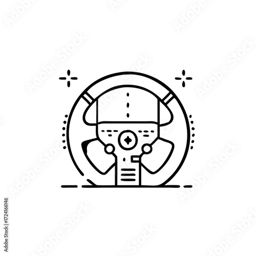 Vector art of steering wheel vector icon car control symbol in thin line style auto part