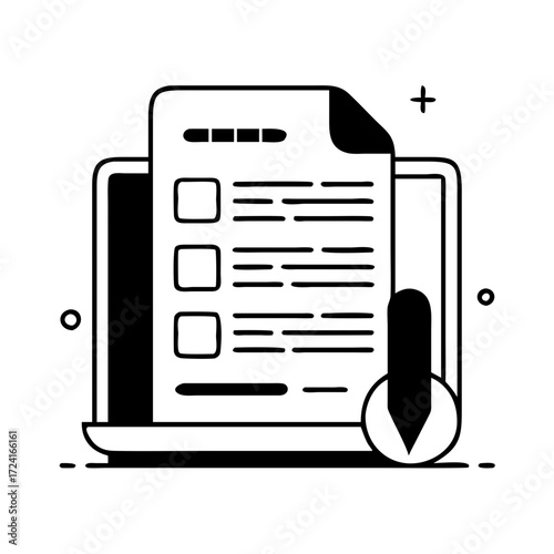 Vector art of online form vector icon digital survey symbol in thin line style checklist