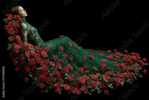 Romantic red and pink rose flowers form a beautiful heart shape, a perfect symbol of love and Valentine's Day romance