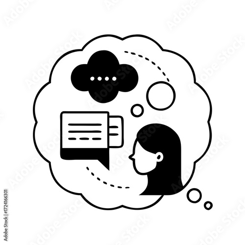 Vector art of thought process of a person thinking about ideas and possibilities