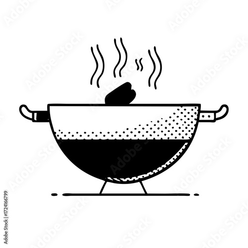 Illustration of a barbecue grill with smoke coming out