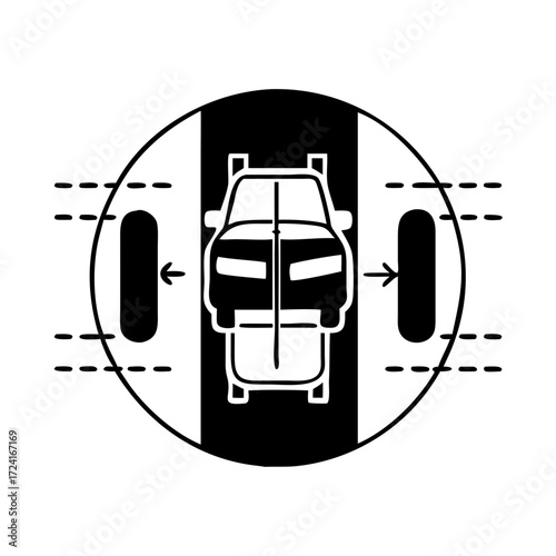 Vector art of car alignment, illustrating vehicle stability, tire wear, and steering precision