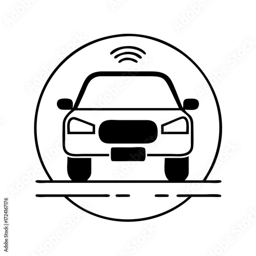 Vector art of autonomous car self driving vehicle with sensor and radar future transportation